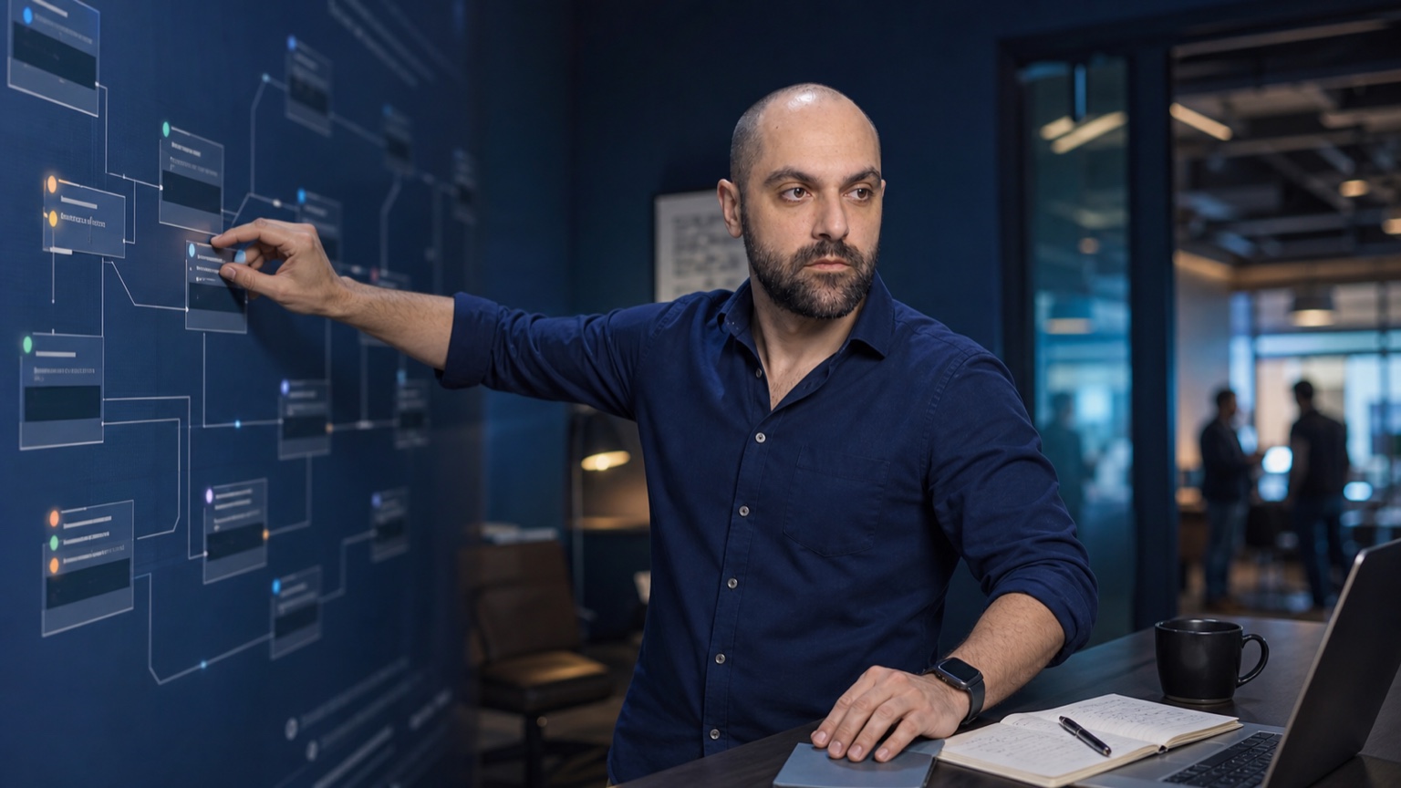 Felipe Abreu orquestra software, agentes, automações e fluxos de dados diante de uma operação conectada a outros setores